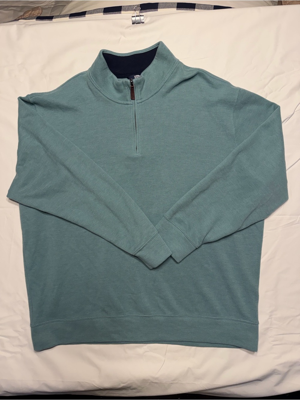 Men's Land’s End Light Teal Quarter-Zip Pullover Sweater 2 XL 1069